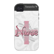 Pink Cross/Swirl Nurse iPhone 4/4S Cases