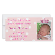 Pink Crown Birth Announcement Photo Card