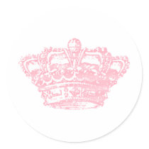 Pink Crown Round Sticker