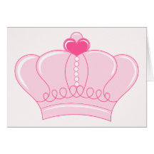 Pink Crown with Heart Greeting Cards