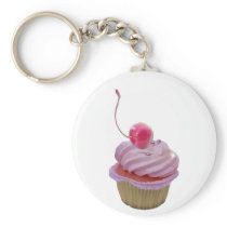 Pink Cupcake and Hearts Key Chains