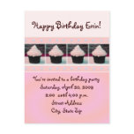 Pink Cupcake Birthday Invitation Postcards