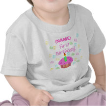 Pink Cupcake First Birthday Customised T-shirts
