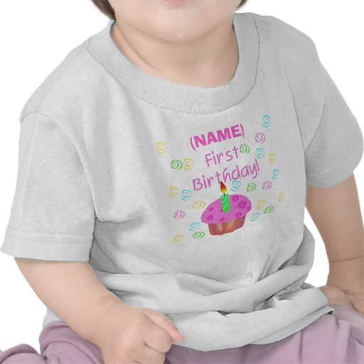 Pink Cupcake First Birthday Customised T-shirts
