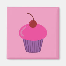 Pink Cupcake Fridge Magnets