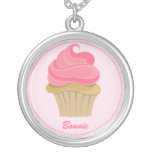 Pink Cupcake Personlaized Necklace