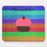 Pink cupcake rainbow glitter mousepads