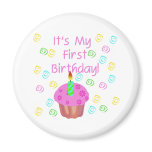 Pink Cupcake With Candle First Birthday magnets