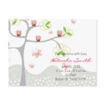 Pink Cupcakes On A Tree Baby Birth Announcement