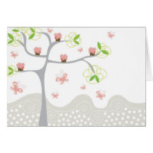 Pink Cupcakes on a Tree Invitation / Birthday / Greeting Cards
