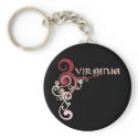 Pink Curly Swirl Virginia Keychain Dark