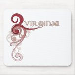 Pink Curly Swirl Virginia Mousepad