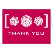 Pink D20 Dice Gamer Wedding Thank You Card