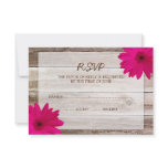 Pink Daisy Barn Wood Wedding RSVP Response Card invitations