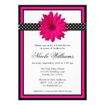 Pink Daisy Black Polka Dots Bridal Shower Personalised Announcement
