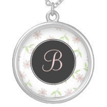 Pink Daisy Monogram Necklace - April Birth Flower