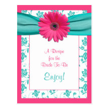 Pink Daisy Recipe Card for the Bride to Be Post Card