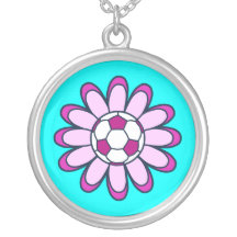 Pink Daisy Soccer Girl Necklace