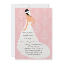 Pink Damask Bride Bridal Shower Invite