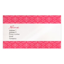 Pink Damask Business Card