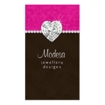 Pink Damask Fashion Jewellery Heart Diamond Business Card