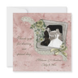 Pink Damask Frame Photo Card invitations
