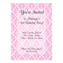 Pink Damask Invitations