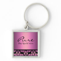 Pink Damask Keychain