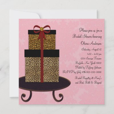 Bridal Shower Gifts  on Pink Damask Leopard Gifts Bridal Shower Custom Invitation   Zazzle Co