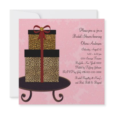 Bridal Shower Gifts  on Pink Damask Leopard Gifts Bridal Shower Custom Invitation   Zazzle Co