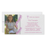 Pink Damask Pearls First Communion Photo Invite Photo Cards
