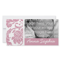 Pink Damask Photo Card