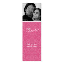 Pink Damask Skinny Favour Tag Business Card
