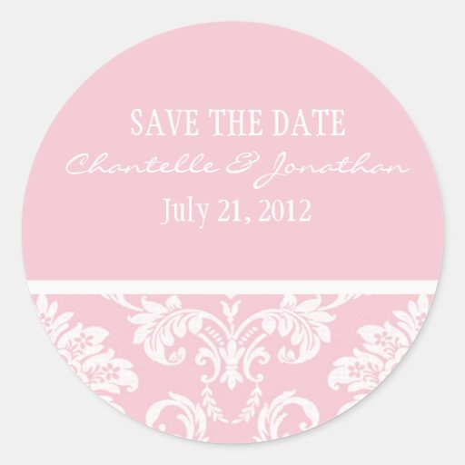 Pink Damask Wedding Sticker