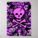 Pink Deathrock Skull posters