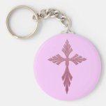 PINK DECORATIVE CROSS KEYCHAIN