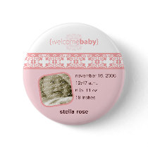 Pink Delight Birth Announcement Button