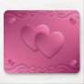 pink design with 2 hearts mouse pad
