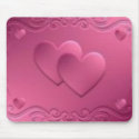 pink design with 2 hearts mousepads