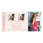 Pink diamond 3 photo graduation party announcement photo cards