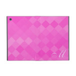 Pink Diamond Pattern and Monogram iPad Mini Cover