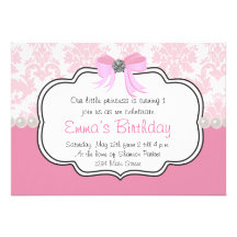 Pink Diamonds and Pearls Damask Invitation