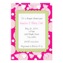 Pink diaper shower baby girl invitation