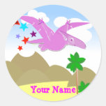 Pink Dinosaur Pteranodon Name Stickers