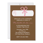 Pink Diploma Graduation Celebration Invitations