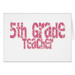 Pink Distressed Text 5th Grade Teacher Cards