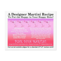 Pink Diva Martini Recipe Card Postcard