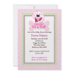 Pink Doggy Bone Puppy Dog Baby Girl Shower 5x7 invitations