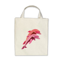 Pink Dolphin Design Grocery Tote Canvas Bags