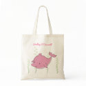 Pink Dolphin Girls School Book Library Canvas Bag